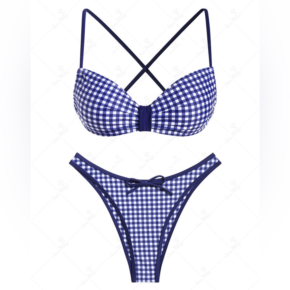 Gingham Blue and White Bikini - Seamolly